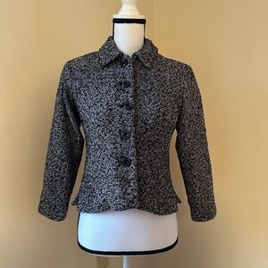 *COLDWATR CREEK* Petite Gray x White Tweed Button Down Blazer Suit Jacket XSP